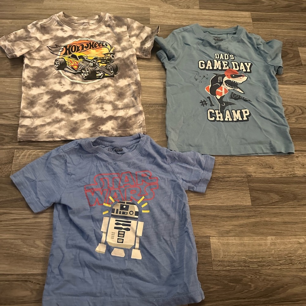 Hot Wheels and Star Wars Kids T-Shirts - Blue and Gray